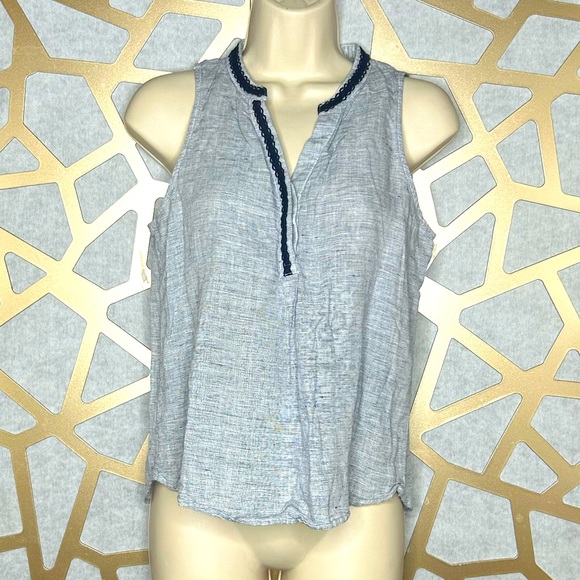 Banana Republic Blue Linen Blend Popover Top - Picture 1 of 5